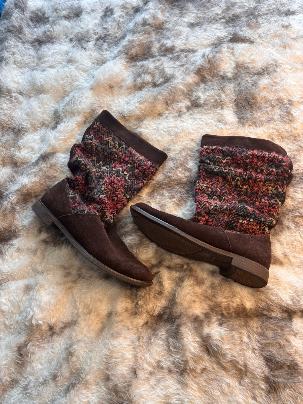 Toms Brown Knit-Shaft Slouch Boots